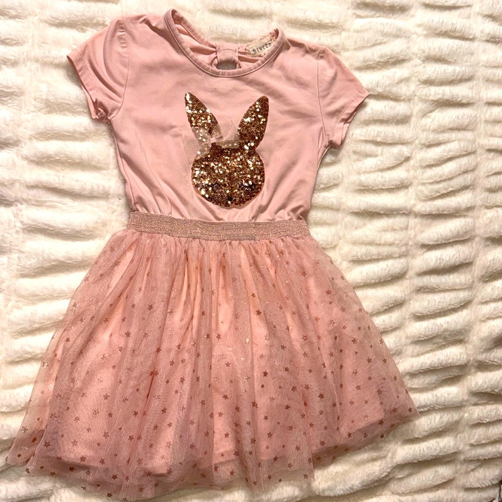 Btween girls dress size 6 pink with bunny